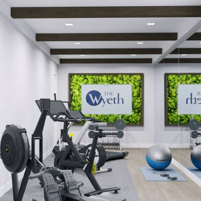 Custom gym at The Residences at The Wyeth, Falmouth Maine luxury residential building